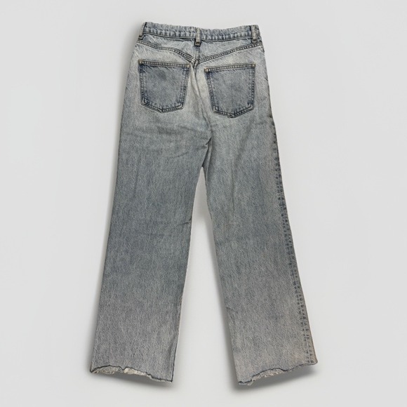Zara The 90s Wide Full Length High Rise Raw Hem Frayed Jeans Size 6 / 28 READ - Picture 9 of 12